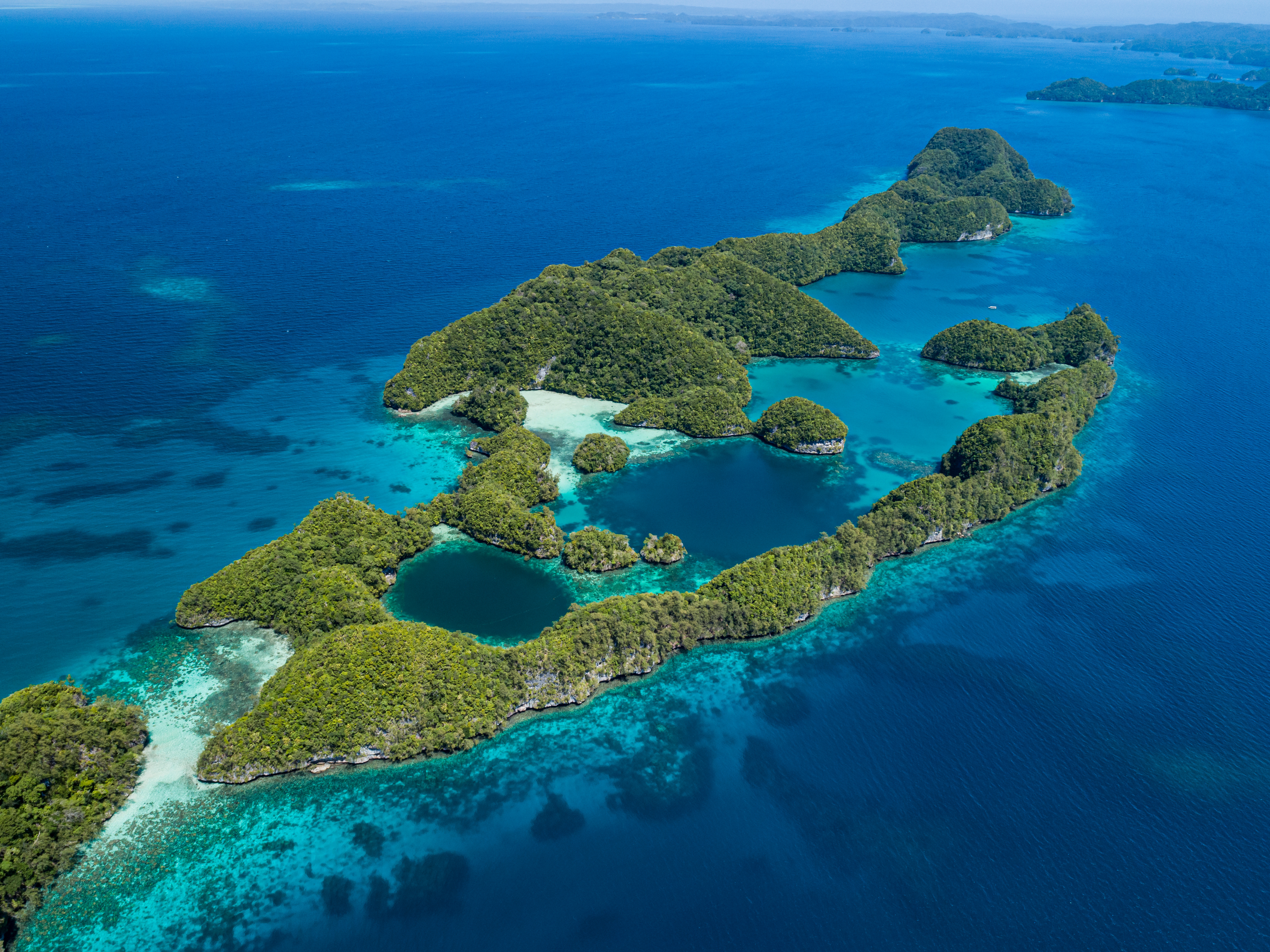 Aerial image of part of the Amazon river.