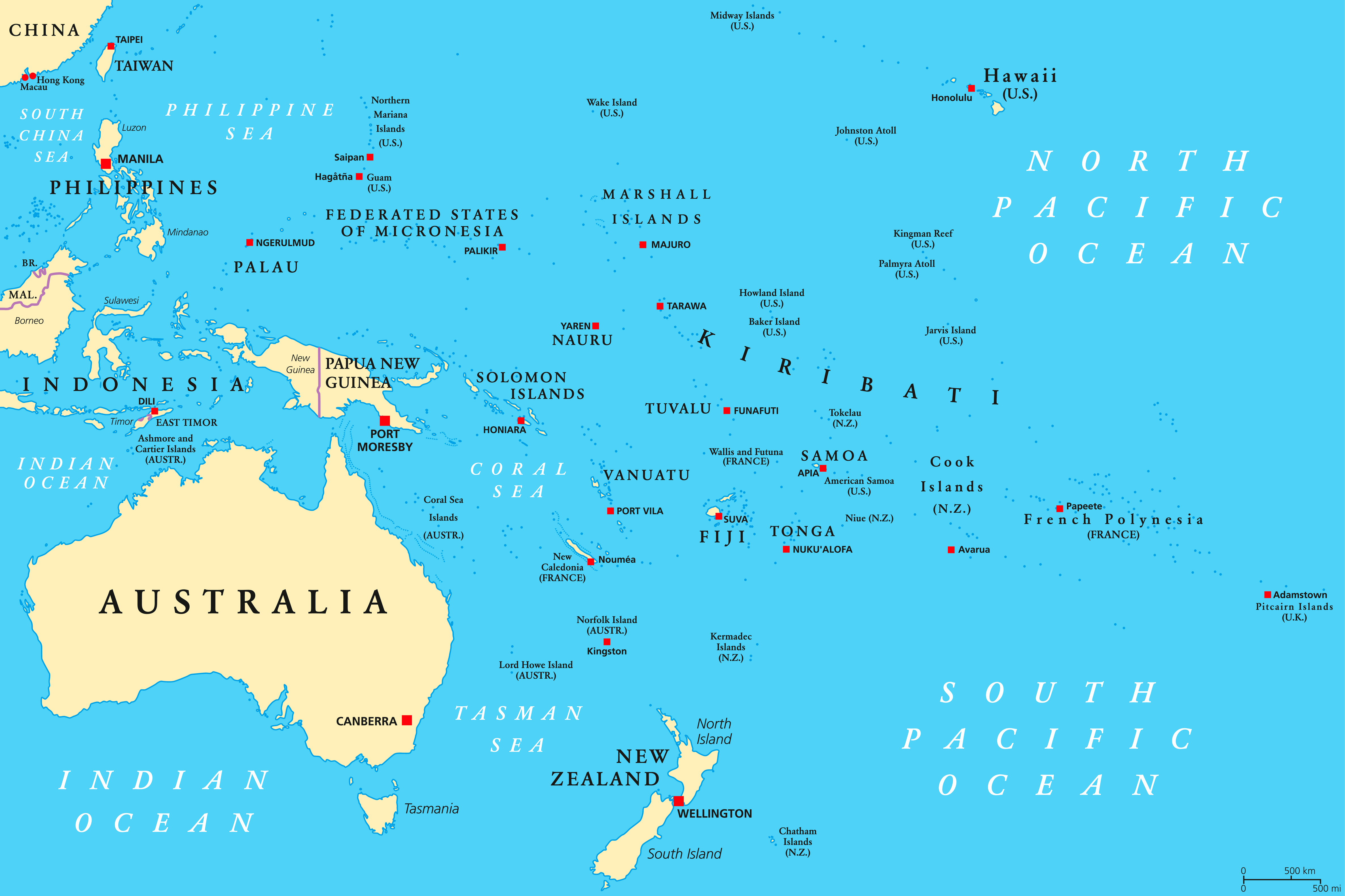 Map of some of the Pacific Islands