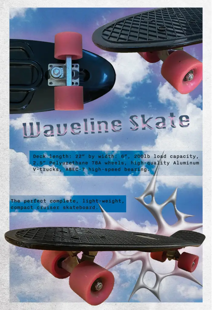 Poster of my skateboard created in Adobe Illustrator and Photoshop.